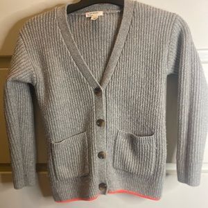 Crewcut Gray and Neon Orange Girls Button down Sweater.  Size Small